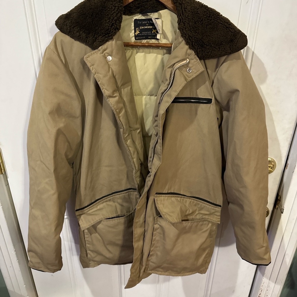 Vintage Browning Goose Down Parka Jacket USA Sz 36 Faux Fur Collar